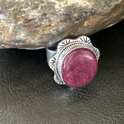 Womens Purple Spiny Oyster Navajo Sterling Silver Ring Size 6 18626