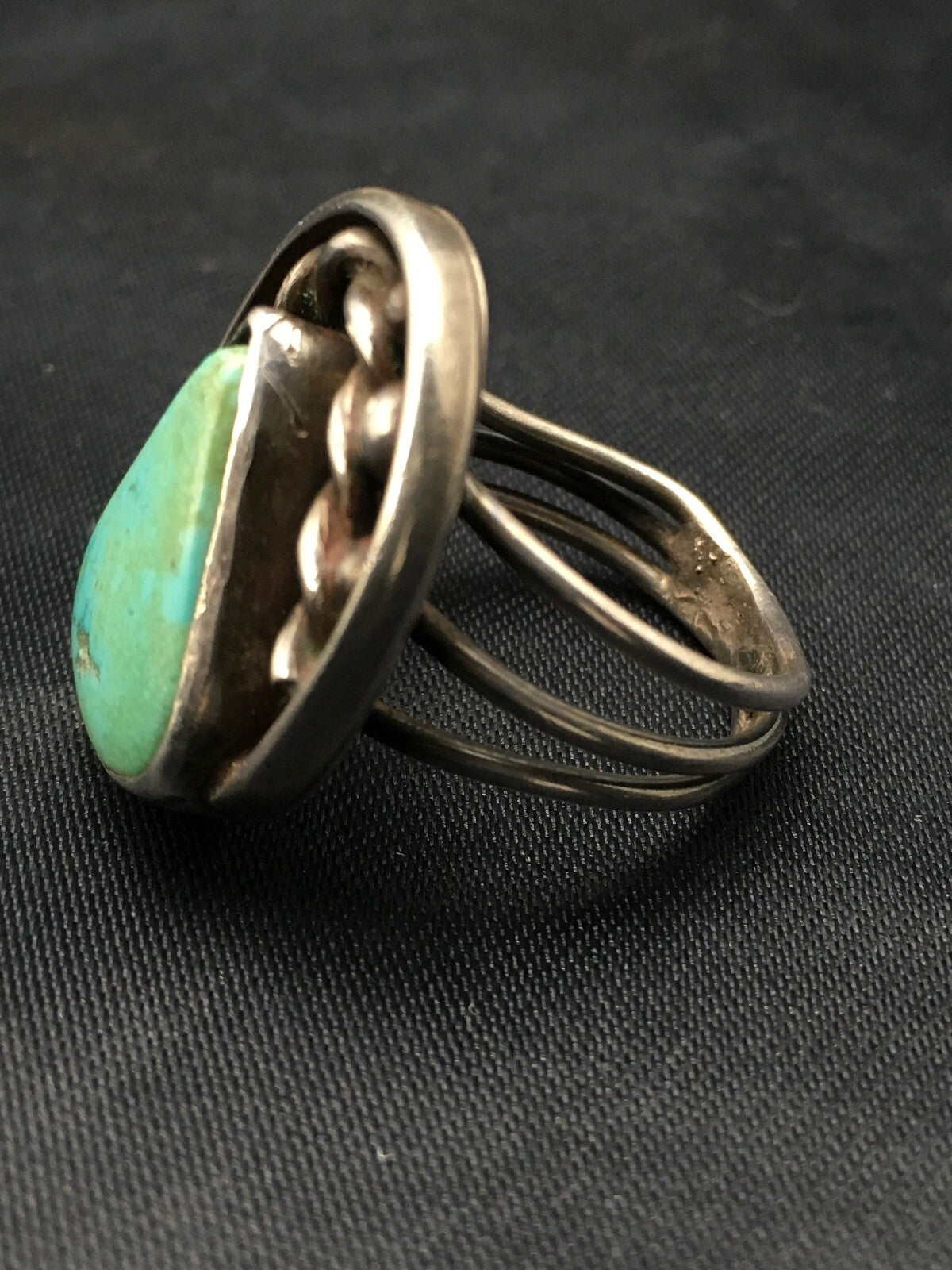 Native American Mens Blue Turquoise Navajo Sterling Silver Ring Sz 6.5 04056