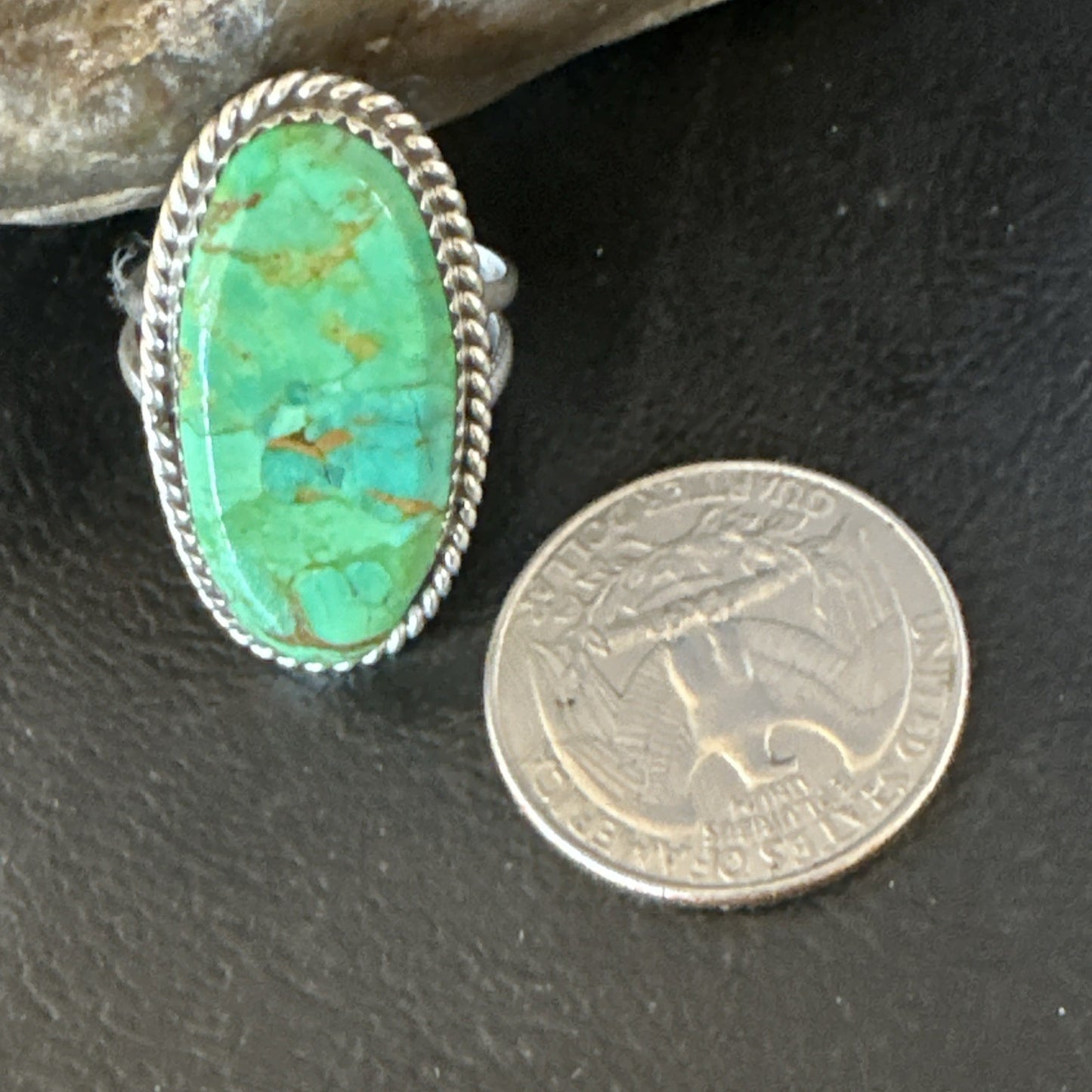 Navajo Sterling Silver Green Mohave Turquoise Ring Sz 8 19111