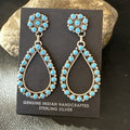 Zuni Petite Point Turquoise Cluster Earrings Sterling Silver Handmade 19772