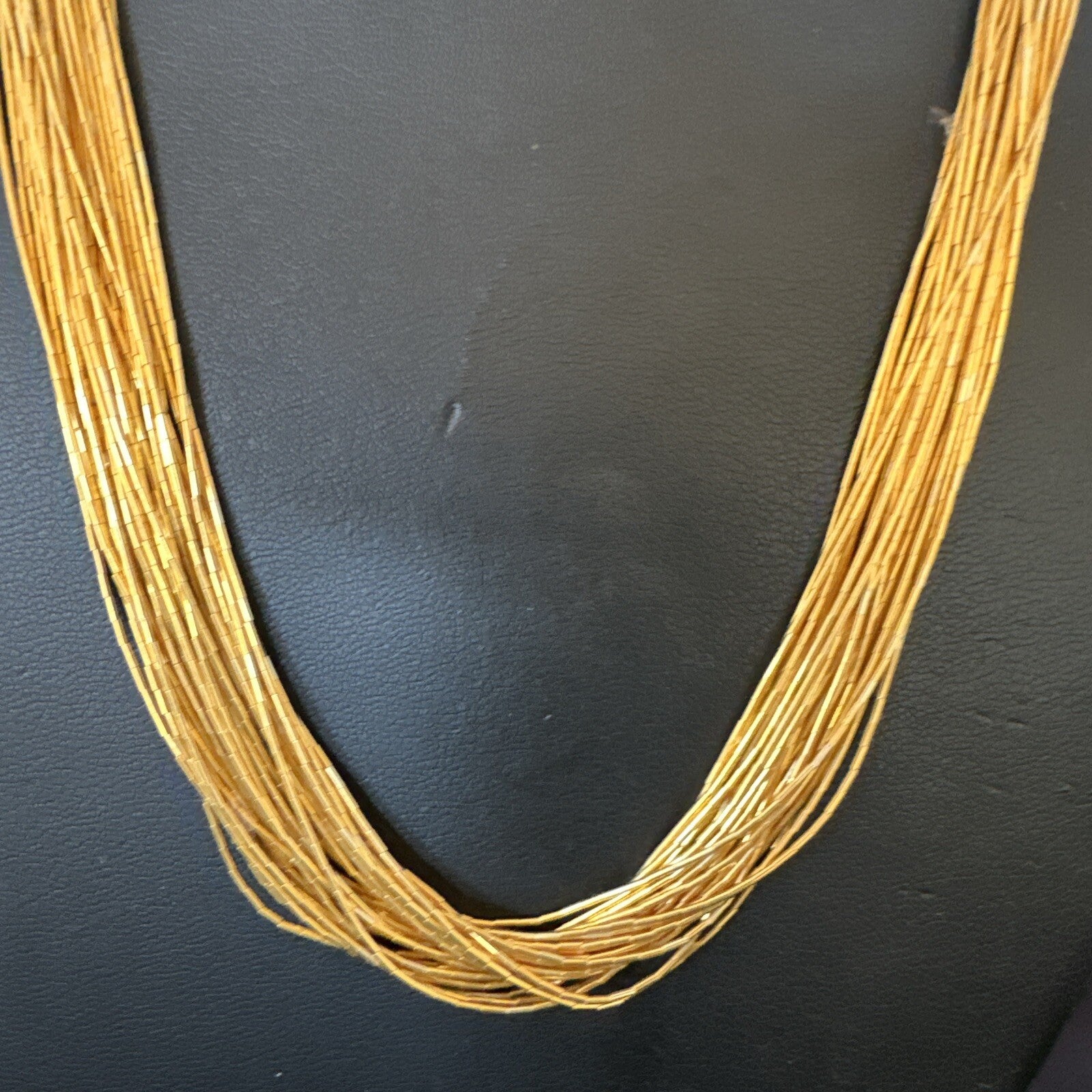 Gold Filled Heishi Tubes 30 Strand 19” Liquid Sterling Silver Necklace 17176