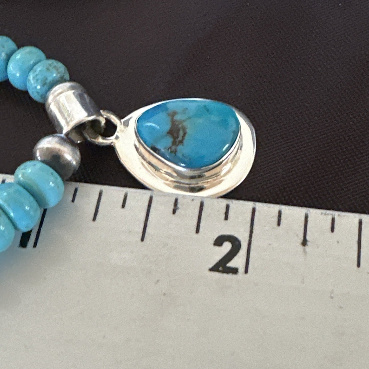 WoMens Blue Kingman Turquoise Pendant Navajo Sterling Silver Necklace 21" 17977