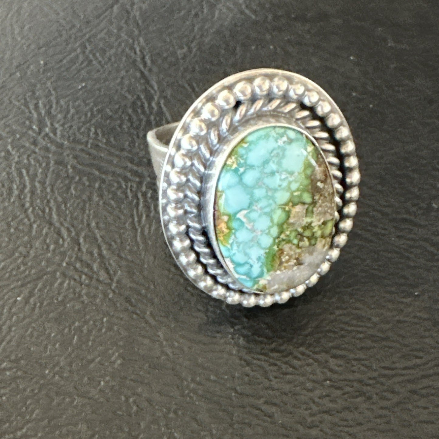 Navajo Sterling Silver Green Royston Turquoise Ring Size 7 19630