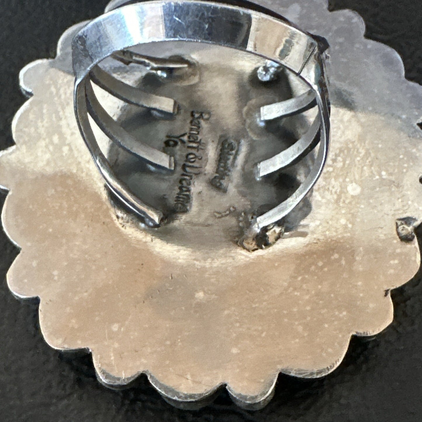 Green Malachite Quartz Navajo Sterling Silver Cluster Ring Size 10.5 18399