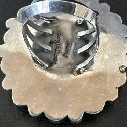 Green Malachite Quartz Navajo Sterling Silver Cluster Ring Size 10.5 18399