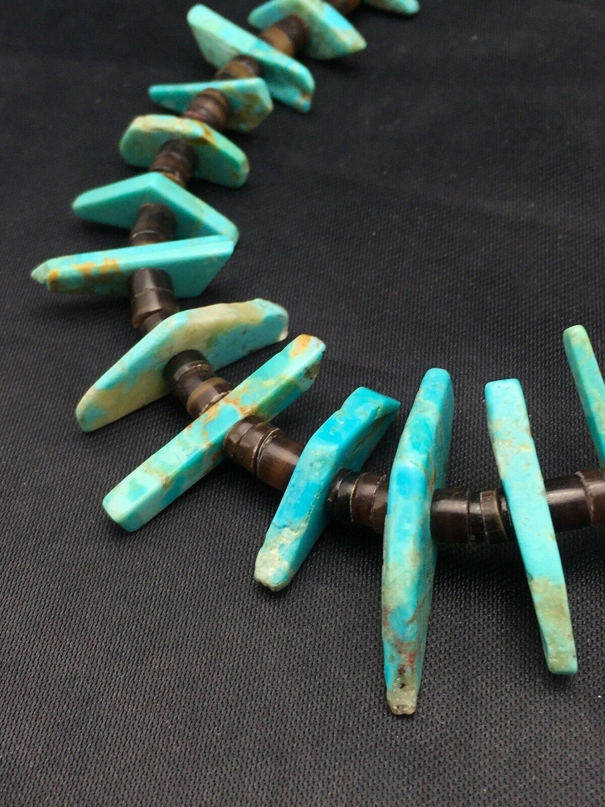 Navajo Green Turquoise Bone Bead Necklace Sterling Silver 20" 4044