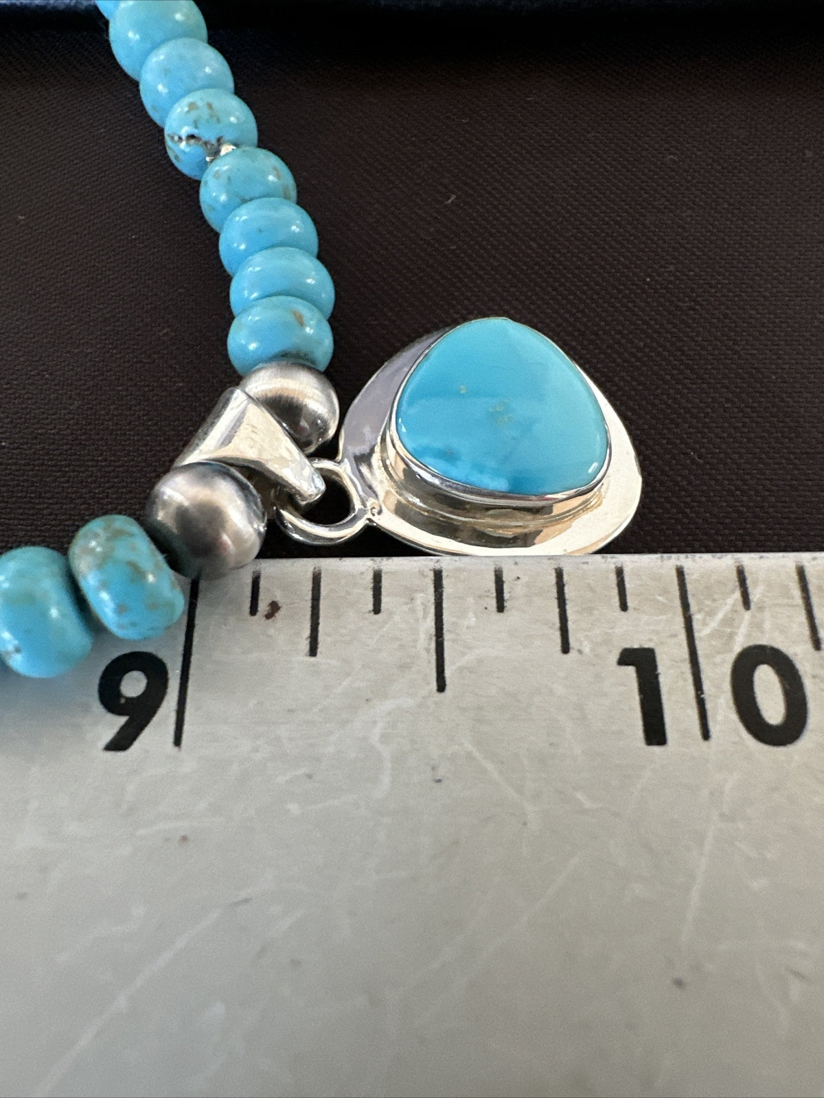 WoMens Blue Kingman Turquoise Pendant Navajo Sterling Silver Necklace 21" 17959
