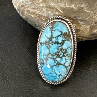 Handmade Navajo Sterling Silver  Blue Kingman Turquoise Ring Size 9.75 19623