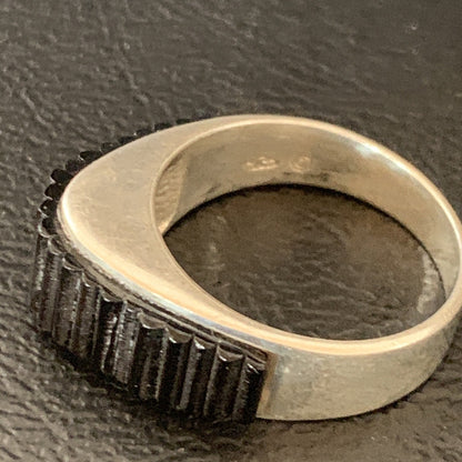 Black Onyx Indian Navajo Sterling Silver Band Inlay Ring Size 9 18803