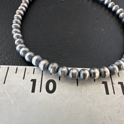 Native American Navajo 4mm Beads 7” Sterling Silver Bracelet 90407