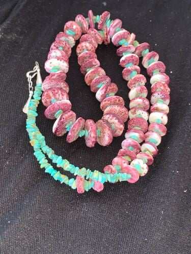 Navajo Purple Spiny Turquoise Necklace Sterling Silver 32" 11305