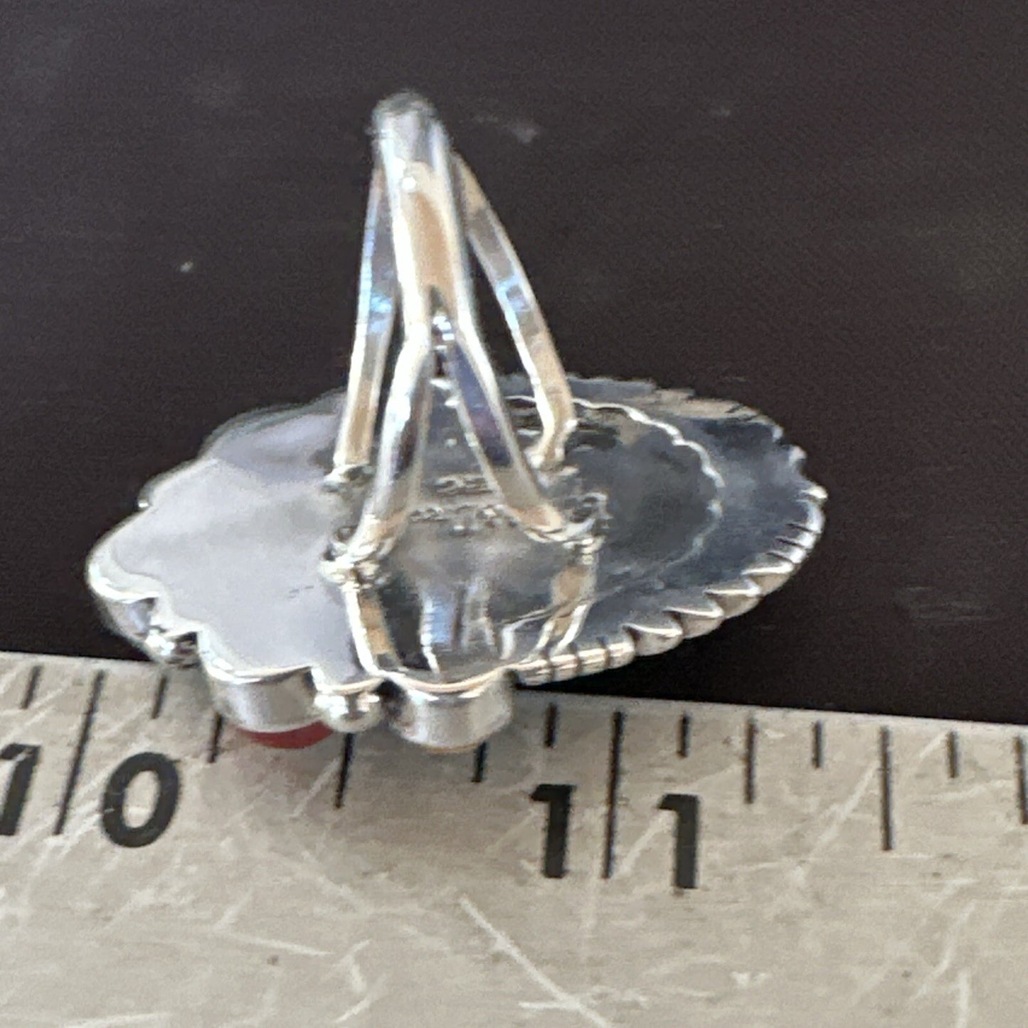 Cluster Blue Turquoise Spiny Oyster Sterling Silver Ring Size 8 18567