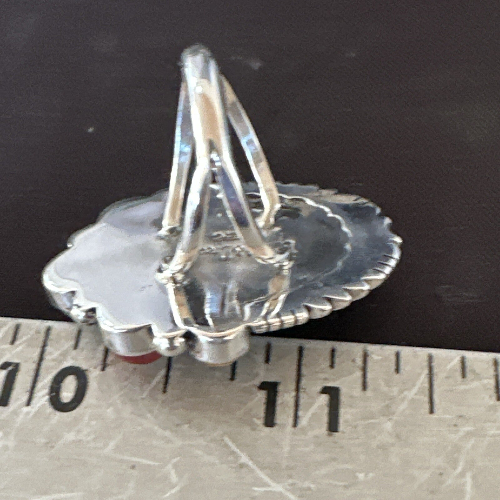Cluster Blue Turquoise Spiny Oyster Sterling Silver Ring Size 8 18567