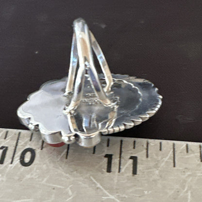 Cluster Blue Turquoise Spiny Oyster Sterling Silver Ring Size 8 18567