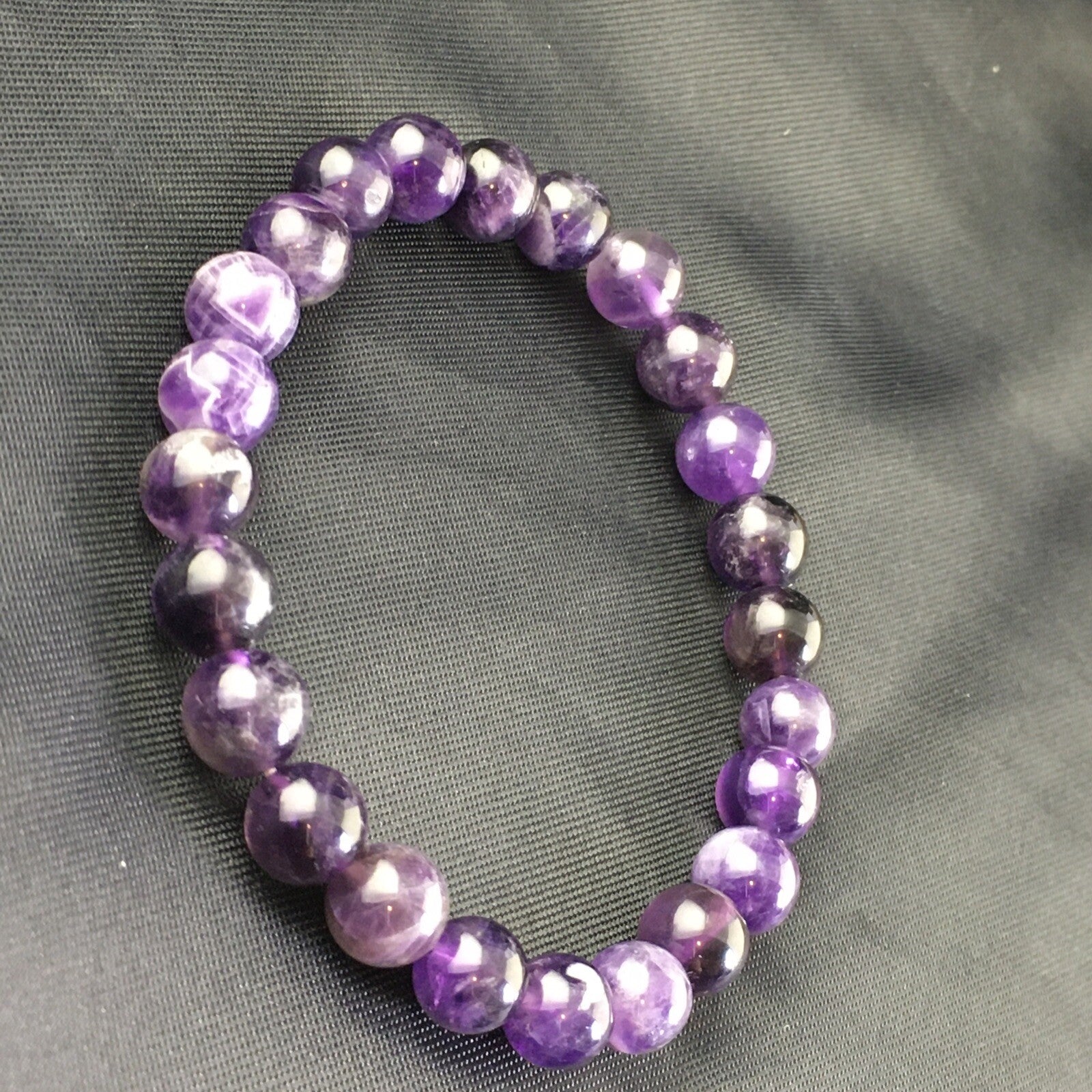 Purple Amethyst Navajo Stretch Elastic Bracelet 6.5" 02002