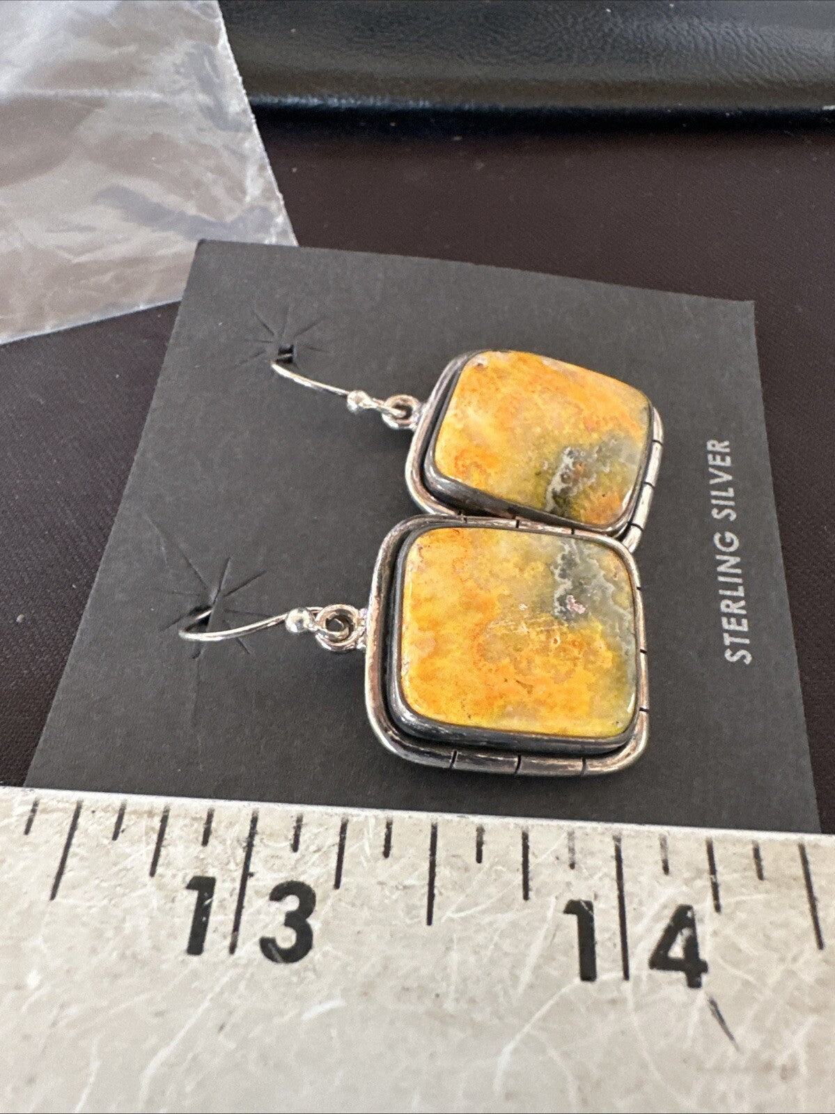 Womens Bumblebee Jasper Navajo Sterling Silver Earrings 15837