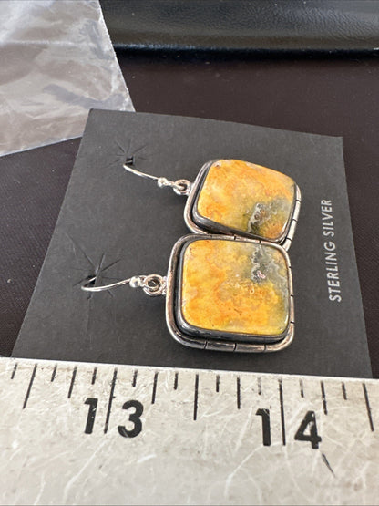 Womens Bumblebee Jasper Navajo Sterling Silver Earrings 15837