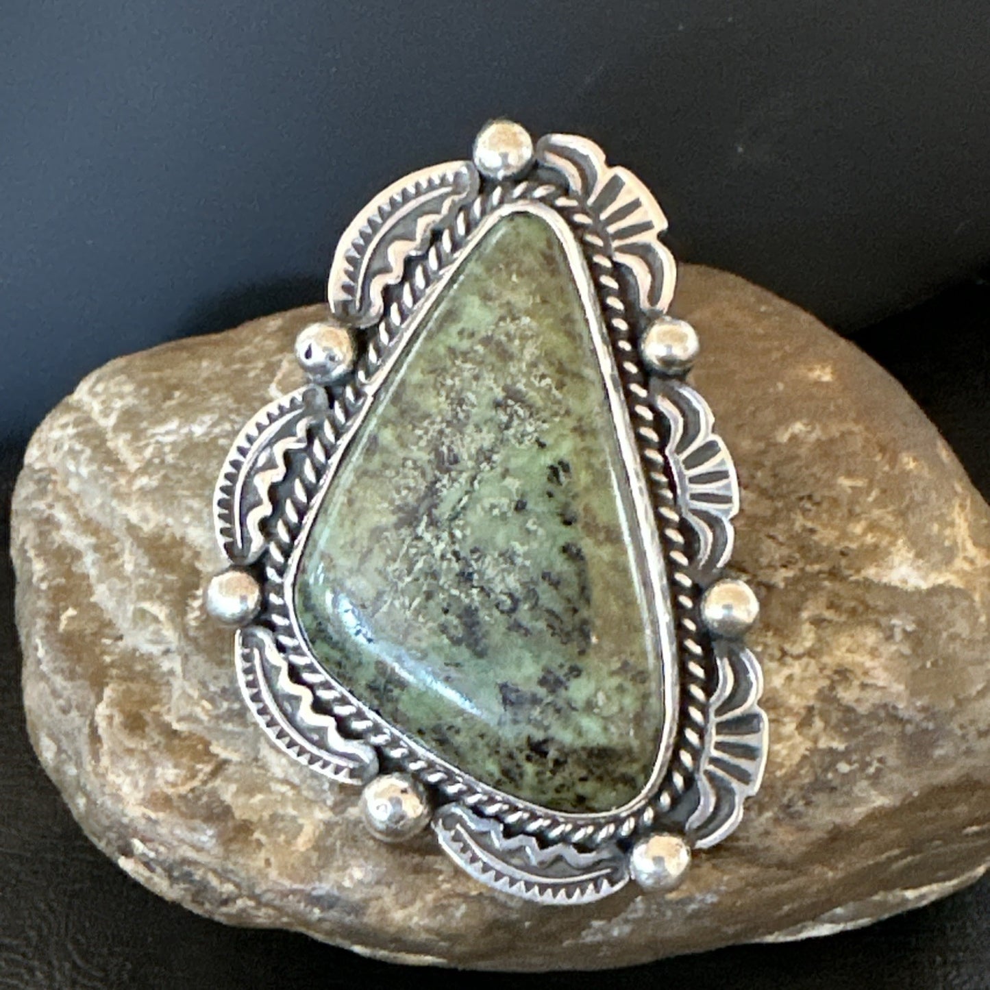 H Joe Mens Womens Navajo Sterling Silver Green Turquoise Ring Size 9 19357