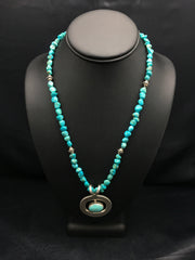 Turquoise Nugget Necklace Earring Bracelet | Sterling Silver | Authentic Native American Handmade | 3145