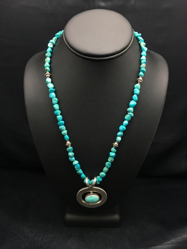 Turquoise Nugget Necklace Earring Bracelet | Sterling Silver | Authentic Native American Handmade | 3145