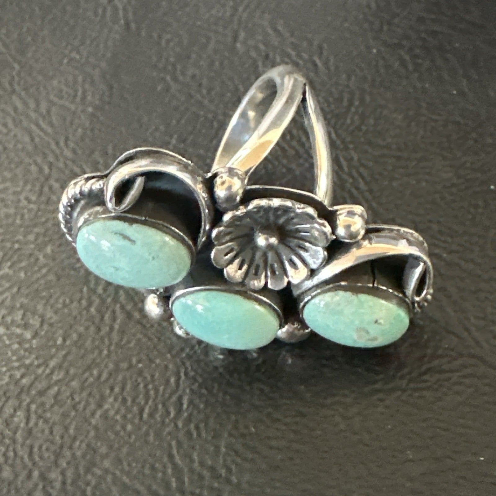3 Besties Ring Green Turquoise Navajo Sterling Silver Cluster Size 8.5 19158