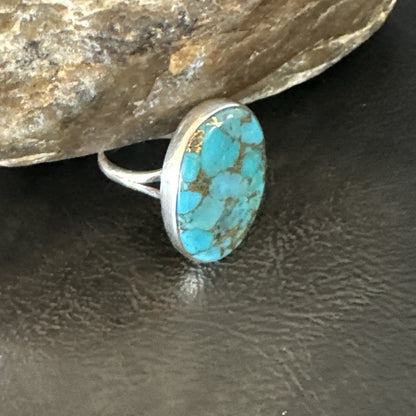 Mohave Native Navajo Sterling Silver Blue Turquoise Ring Sz 8 18243