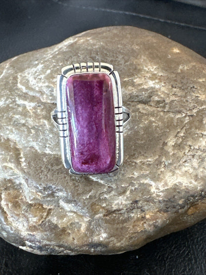 Womens Purple Spiny Oyster Navajo Sterling Silver Ring Size 8 18580