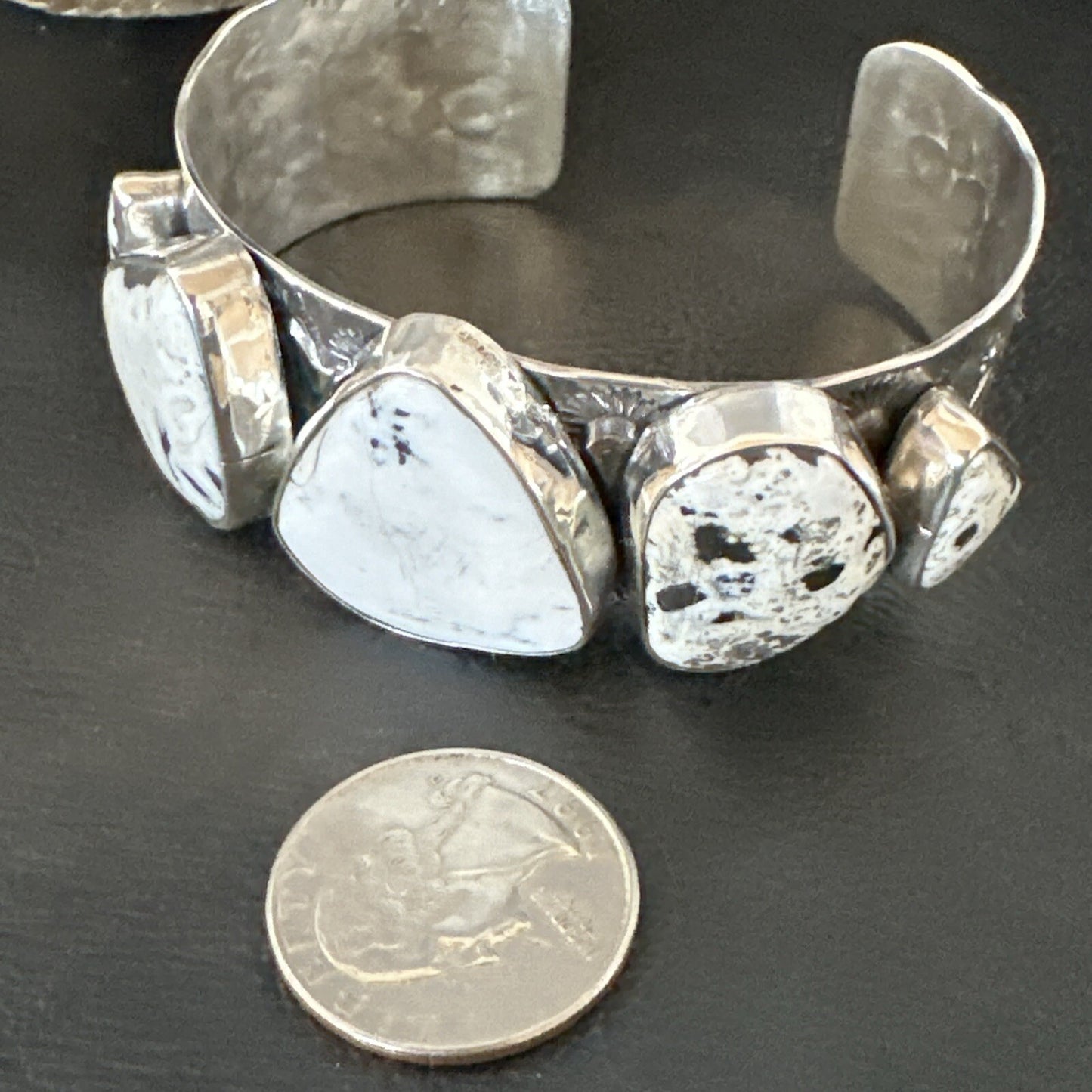 Mens WoMens White Buffalo Turquoise Navajo Sterling Silver Cuff Bracelet 17944