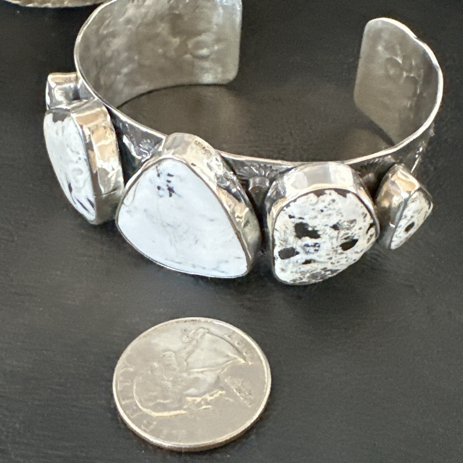Mens WoMens White Buffalo Turquoise Navajo Sterling Silver Cuff Bracelet 17944