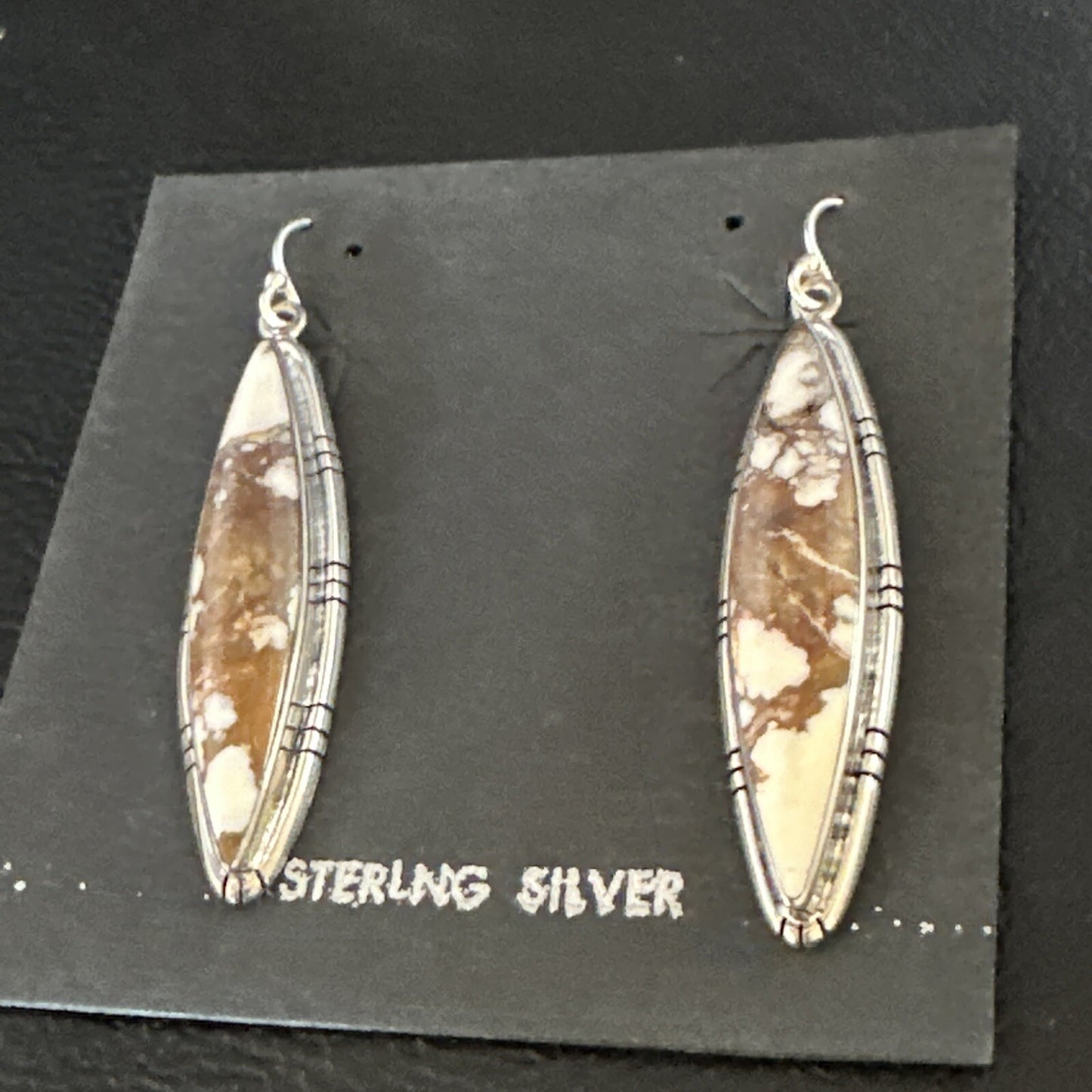 Native American Navajo Sterling Silver Wild Horse Turquoise Earrings 01377