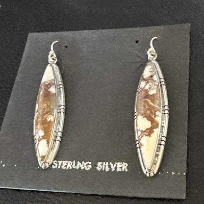 Native American Navajo Sterling Silver Wild Horse Turquoise Earrings 01377