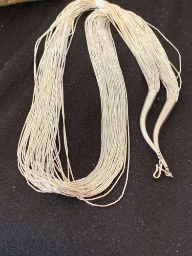 Southwestern Liquid Sterling Silver Tubes Heishi Necklace 50 Strands 4637