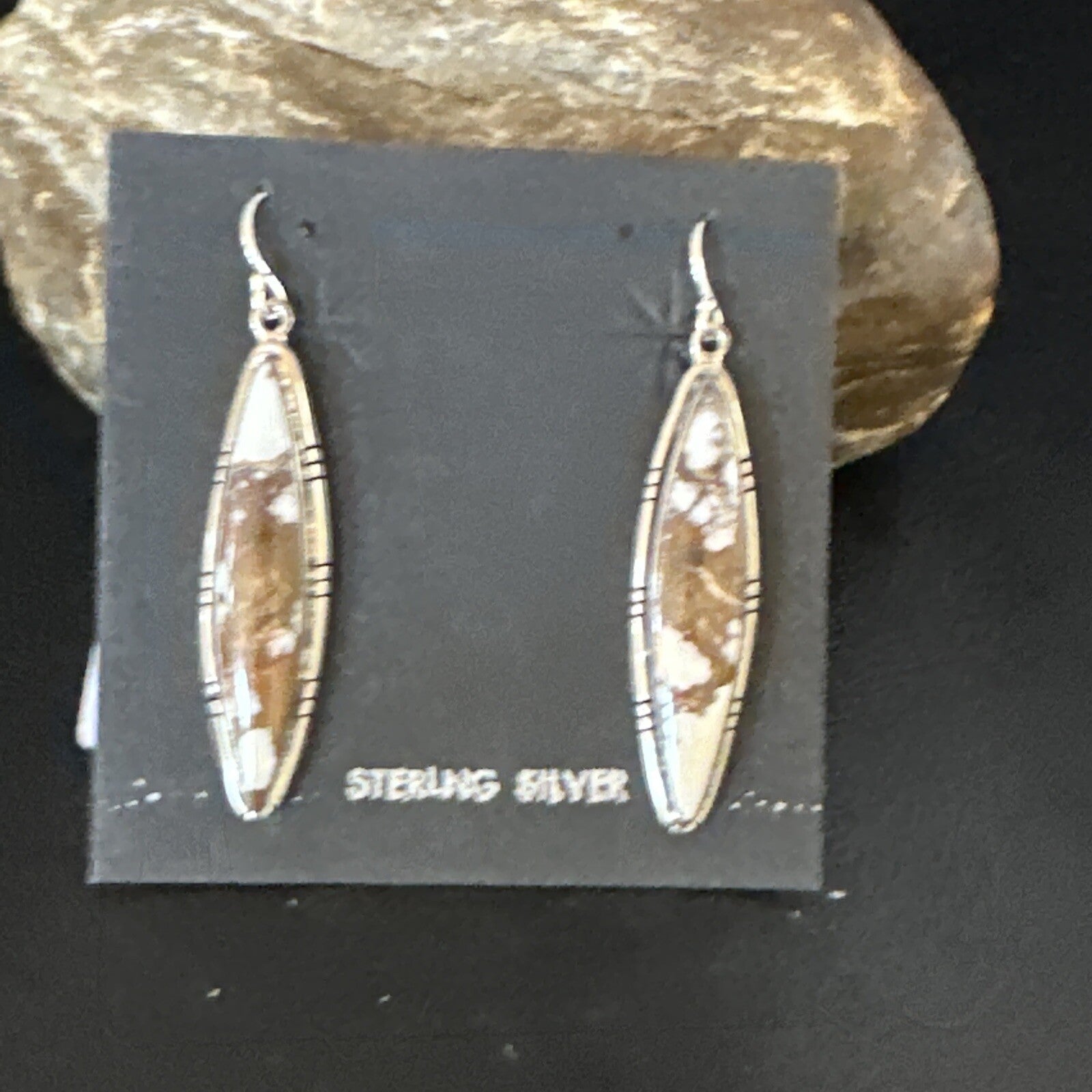 Native American Navajo Sterling Silver Wild Horse Turquoise Earrings 01377