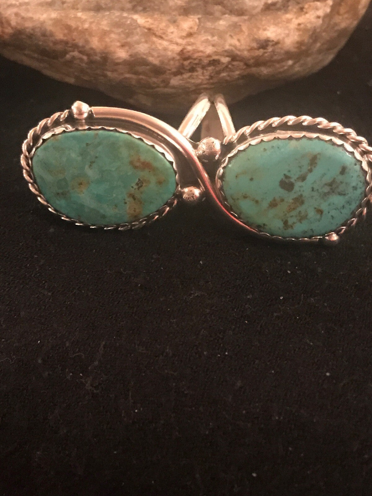 Apache Turquoise Navajo Sterling Silver Ring Size 9 02890