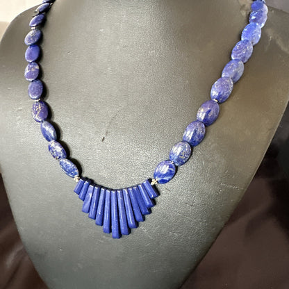 Mens Womens Lapis Lazuli Navajo Sterling Silver 23” Necklace 17748