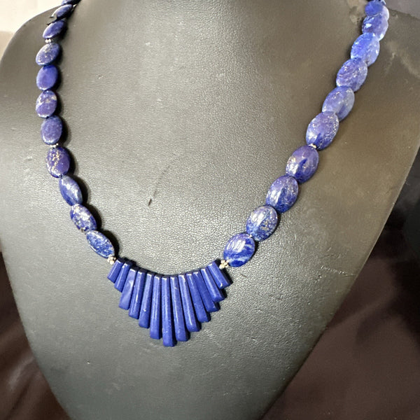 Men's Women's Lapis Lazuli Navajo 23"Necklace | Sterling Silver | Authentic Native American Handmade | 17748