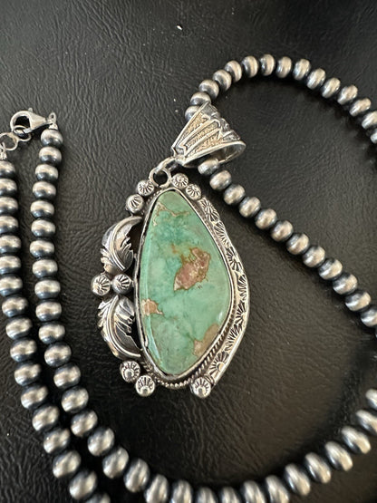 WoMens Navajo Pearls Sterling Silver Royston Turquoise Necklace Pendant 19364