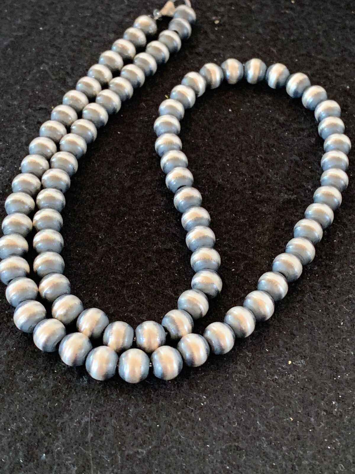 Native American 8mm Sterling Silver Navajo Pearls 23" Single Strand Necklace