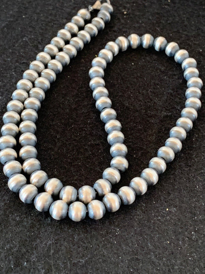 Native American 8mm Sterling Silver Navajo Pearls 23" Single Strand Necklace