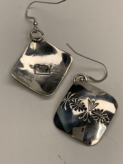 Native American Indian Navajo Stamped Sterling Silver Earrings 19756