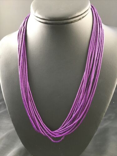 Navajo Sugilite 10 Strand Heishi Necklace | Sterling Silver Tubes 19" 10169