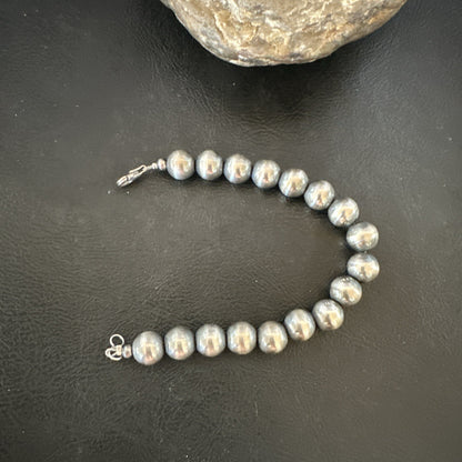 10mm Round Beads 7” Sterling Silver Beads  Bracelet 91007