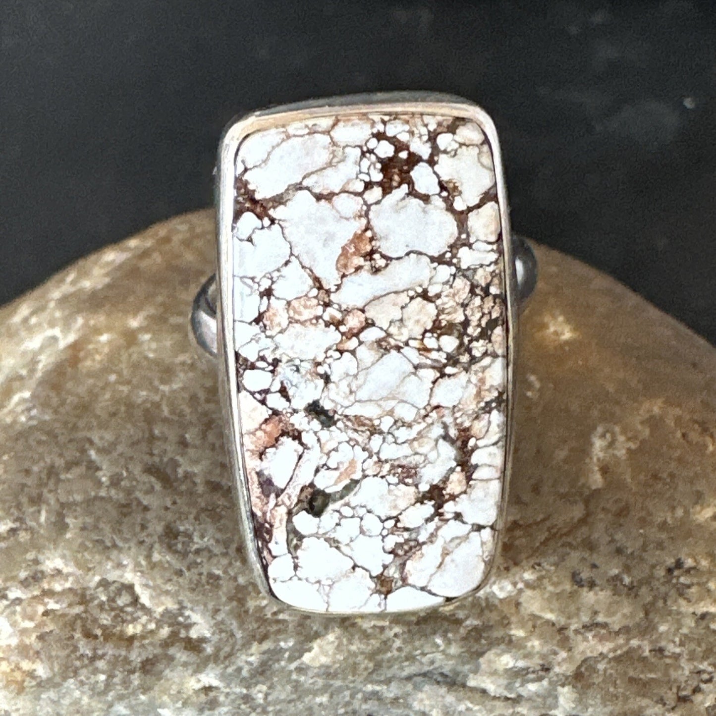 Mens Womens Wild Horse Turquoise Navajo Sterling Silver Ring Sz 8 17347