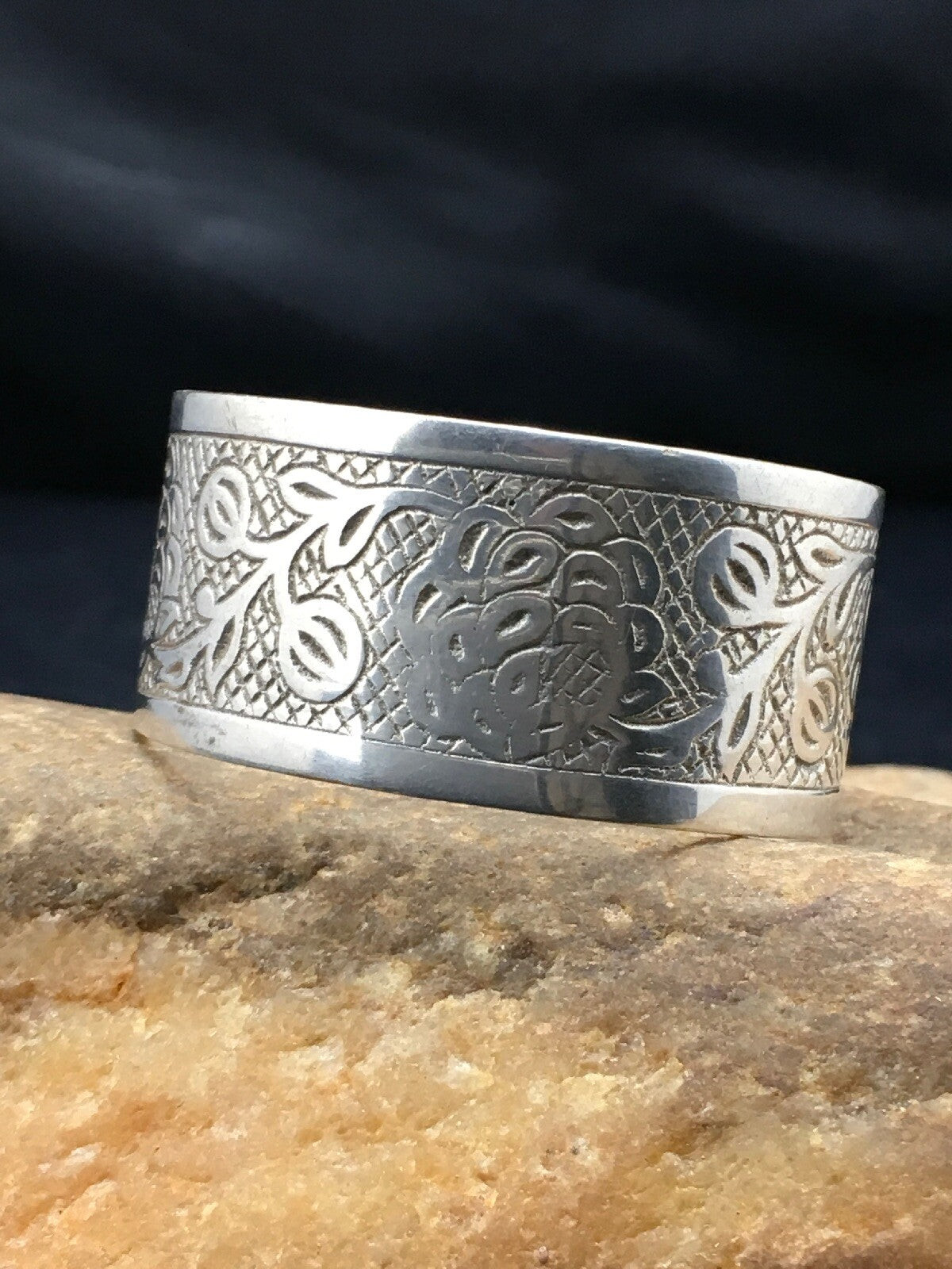 Navajo Sterling Silver Stamped Children's Cuff Bracelet 04052