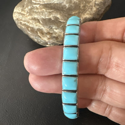Blue Kingman SB Turquoise Navajo Sterling Silver Cuff Bracelet 6.5" 19069