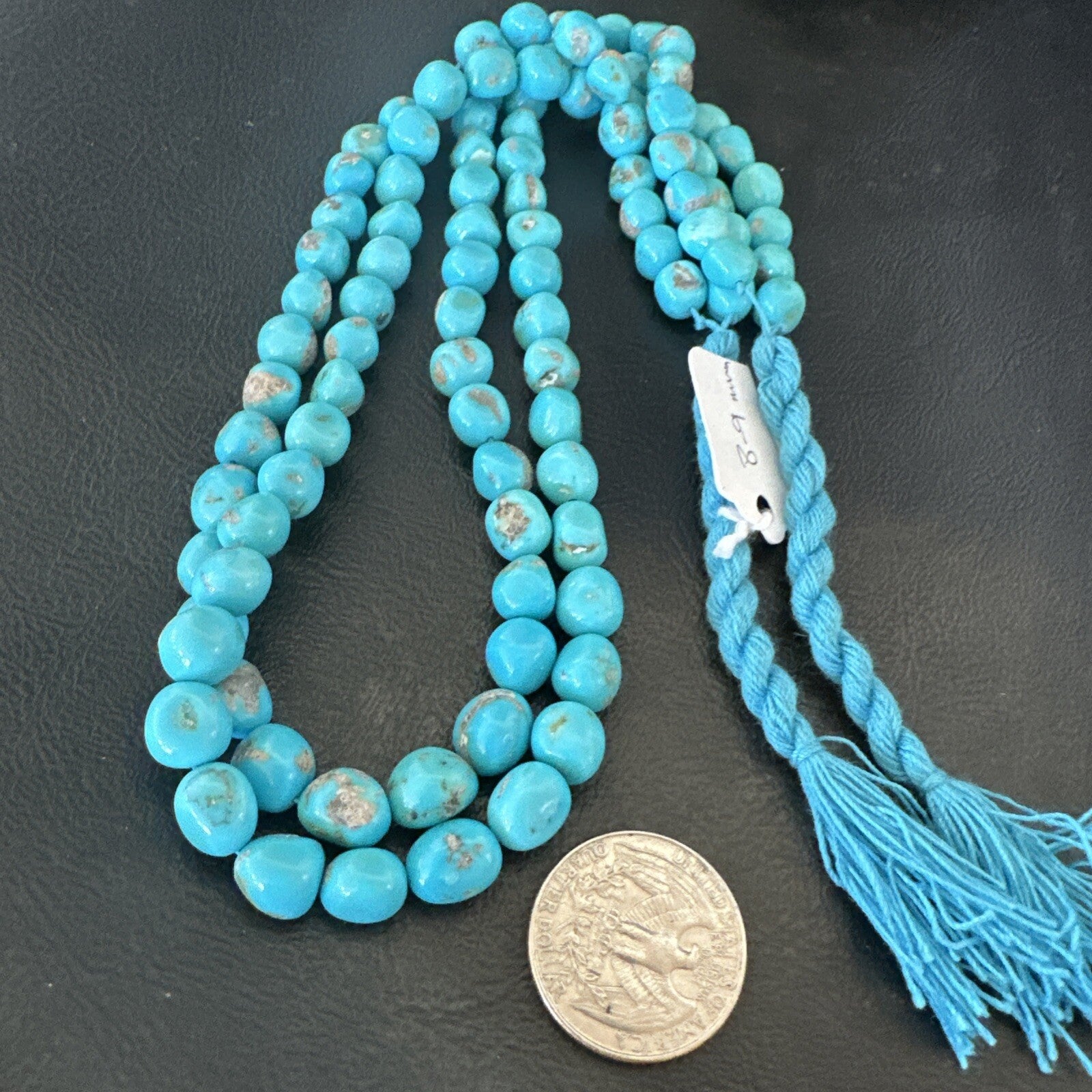 Sleeping Beauty Turquoise 2S Beads Navajo Sterling Silver Necklace 18137