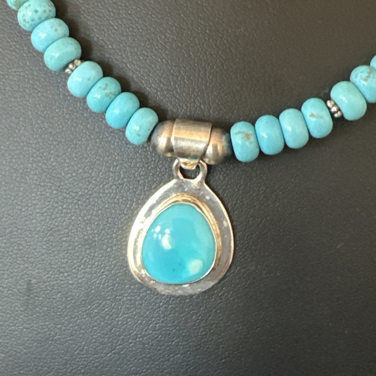 WoMens Blue Kingman Turquoise Pendant Navajo Sterling Silver Necklace 21" 19055