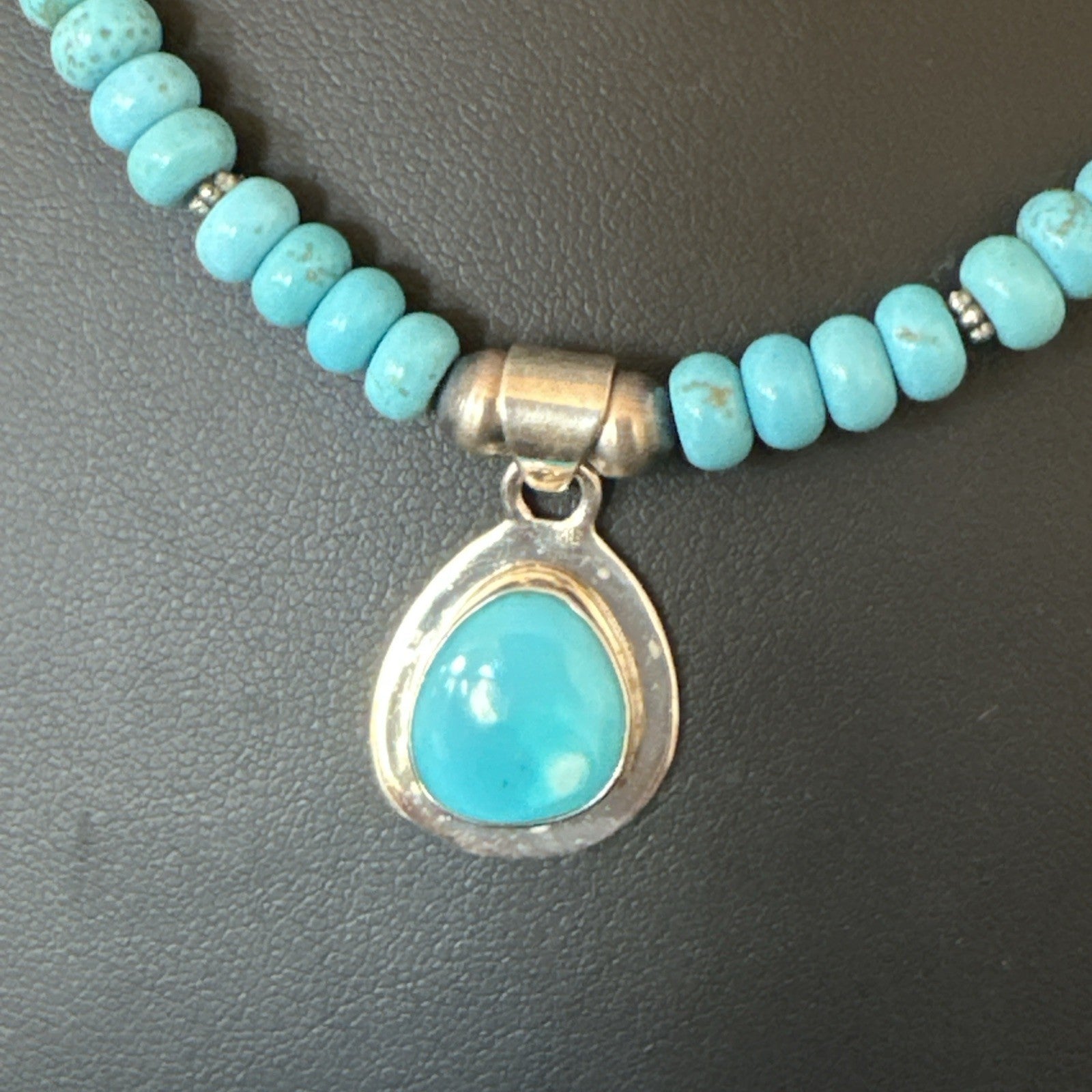 WoMens Blue Kingman Turquoise Pendant Navajo Sterling Silver Necklace 21" 19055