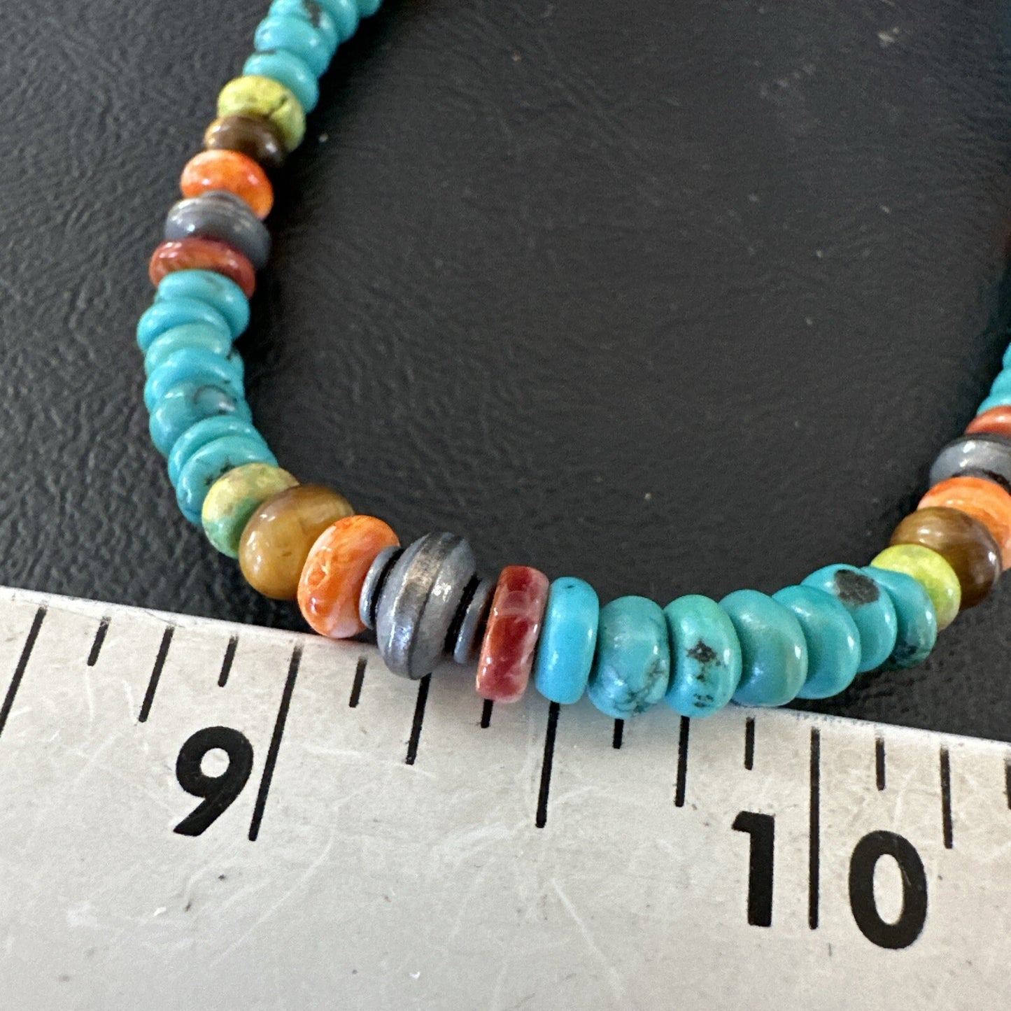 Navajo Sterling Silver Blue Turquoise Spiny Oyster Necklace 19" 10142
