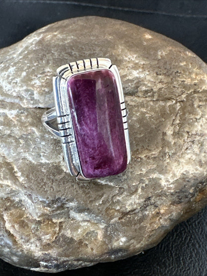 Womens Purple Spiny Oyster Navajo Sterling Silver Ring Size 8 18580